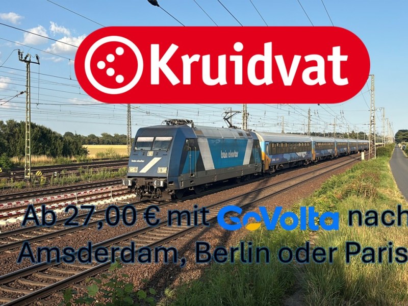 Kruidvat verkauft wieder günstige Bahntickets: Mit GoVolta schon ab 27 Euro&nbsp;unterwegs